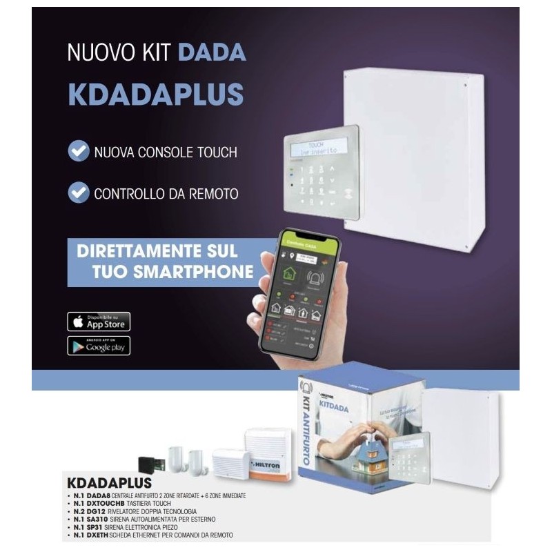 KIT CON CENTRALE DADA8 + CONSOLLE TOUCH DXT – C1A KDADAPLUS