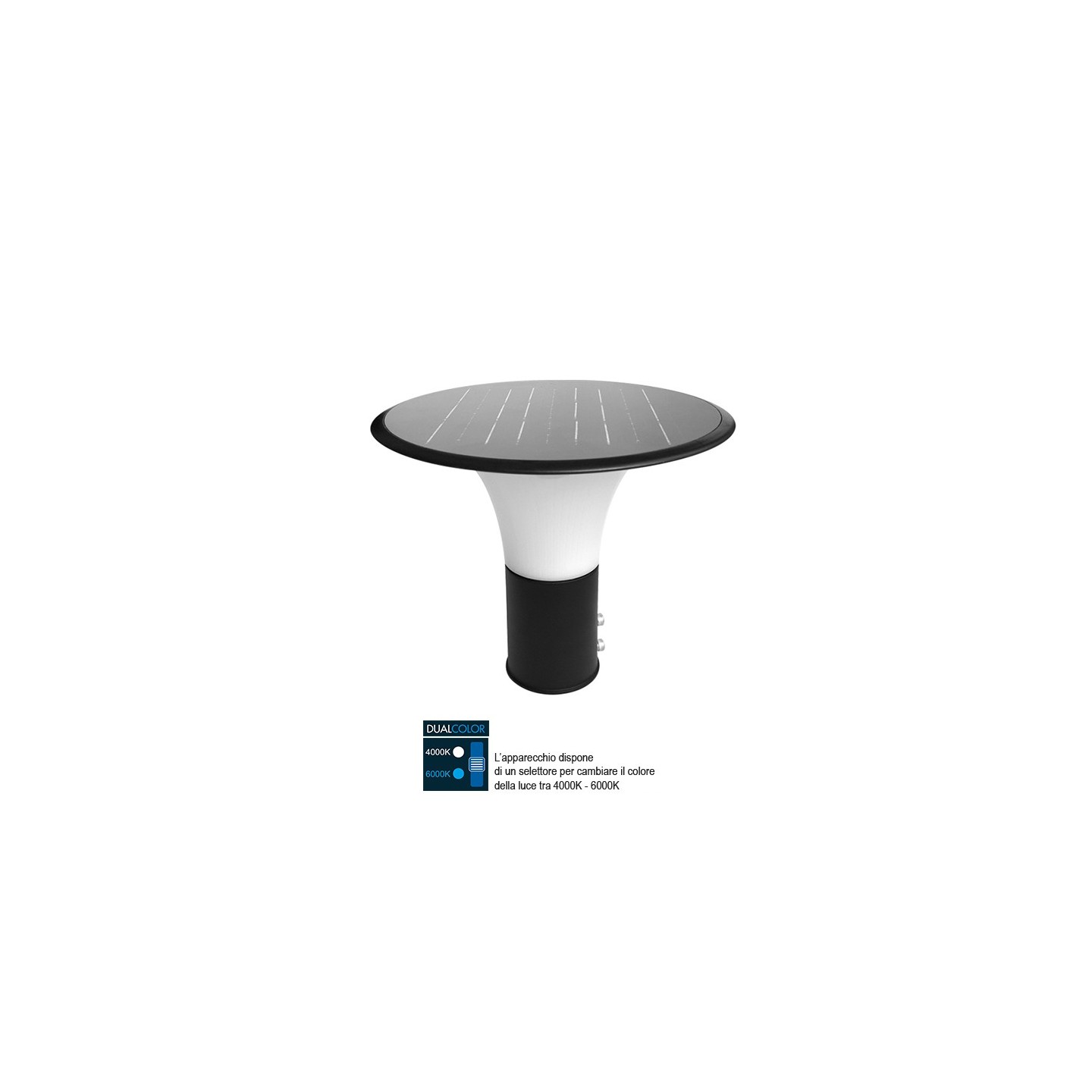 LAMPIONE SOLARE LED 15W 1900LM MARZIA PALO 60 - cod.401060H