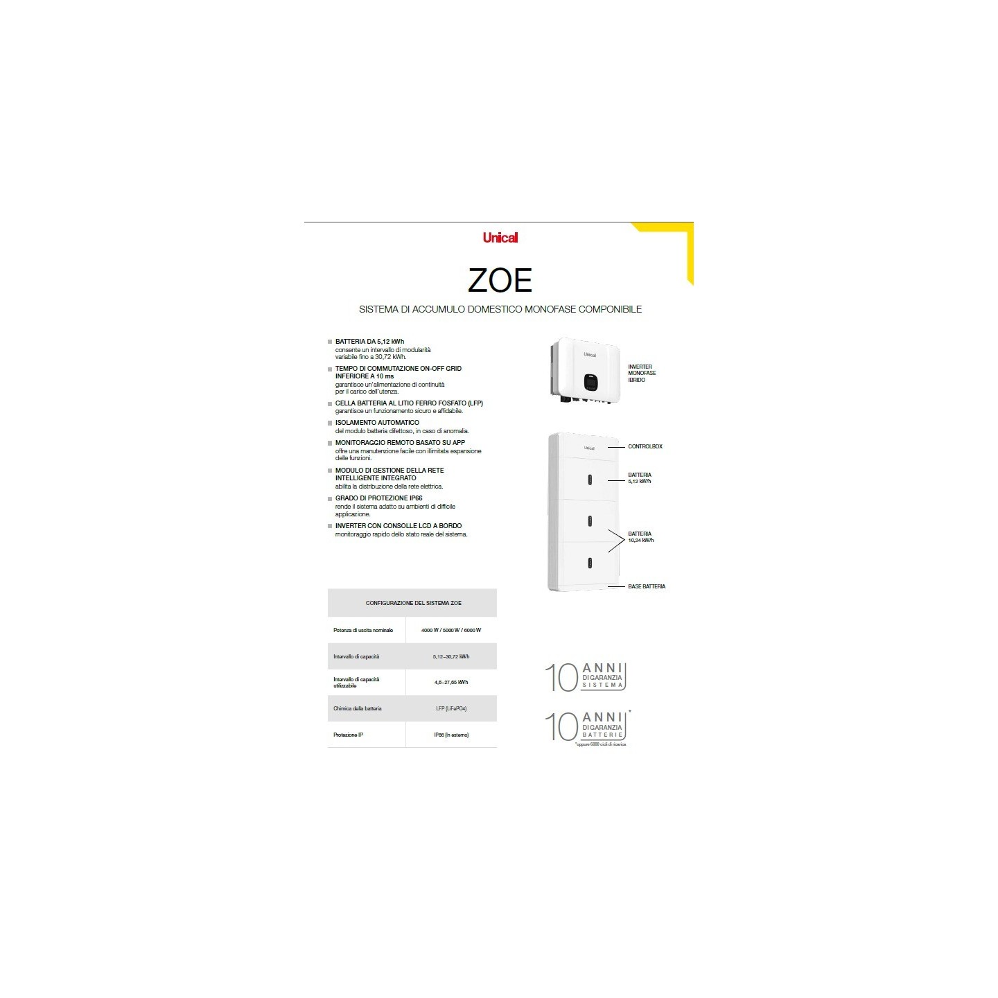 UNICAL ZOE - INVERTER 6KW - ACCUMULO 10 KWh