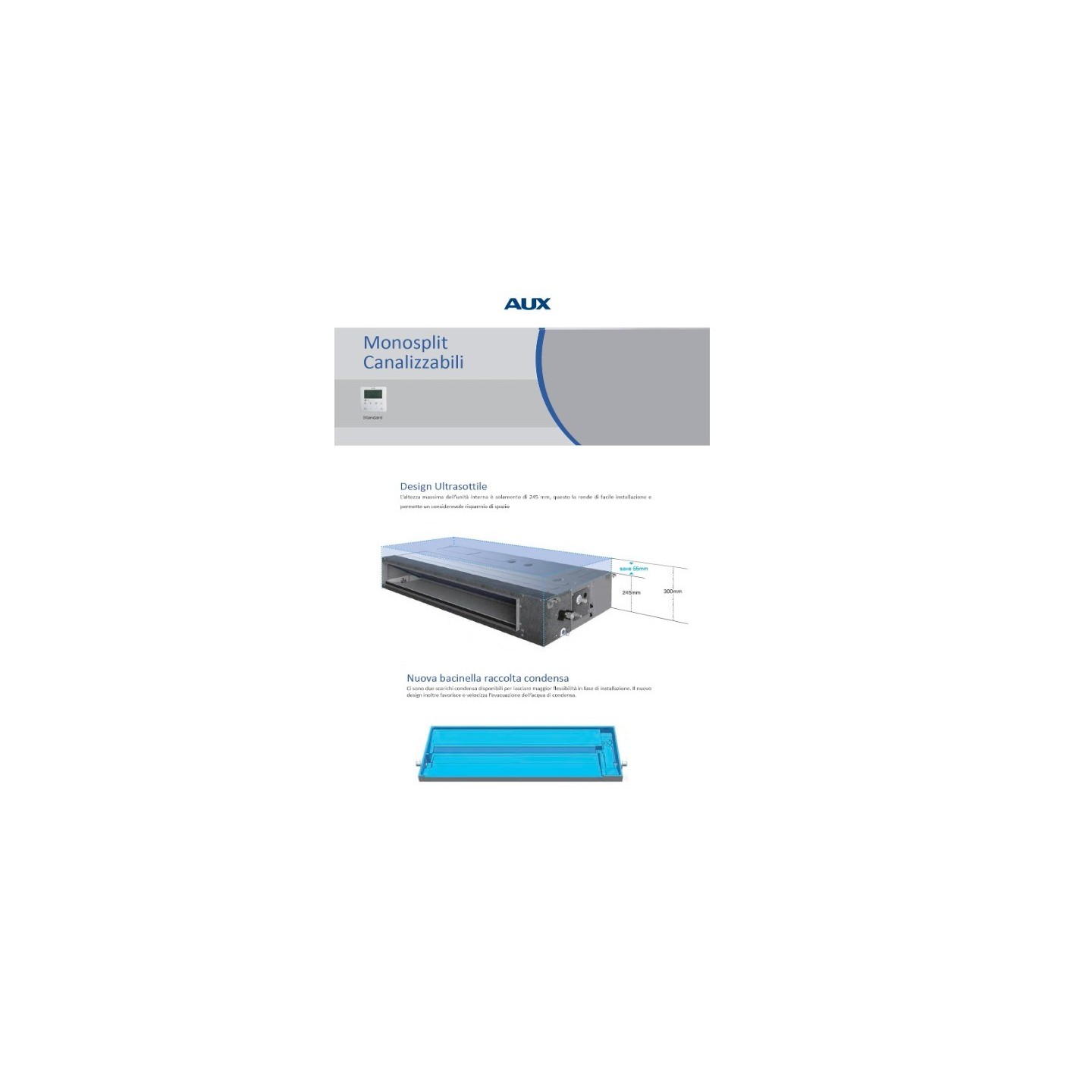 CLIMA CANALIZZATO 24000 DC INVERTER AUX A++A+ GAS R-32 LINEA 2025 160 Pa WI-FI media alta prevalenza 160Pa