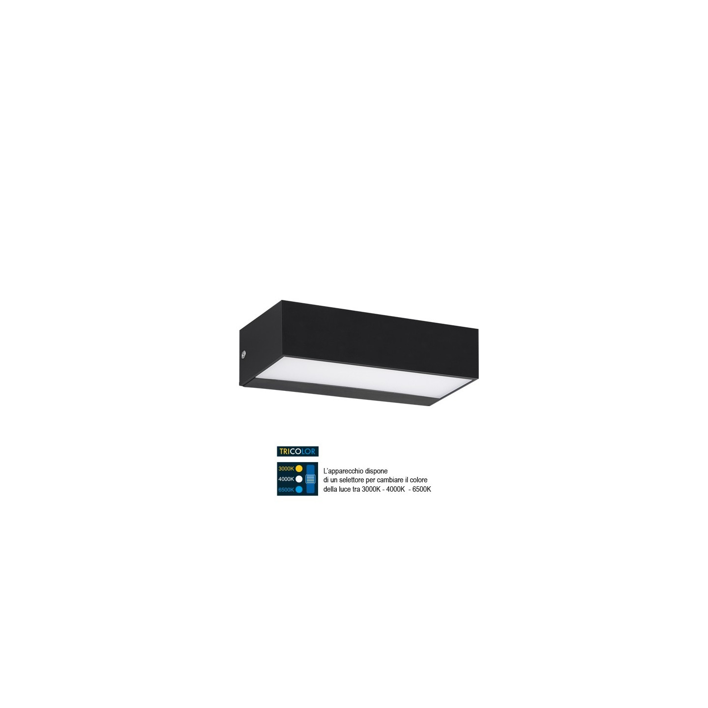 UP&DOWN POLIPROPILENE Nero IP65 8W 1000LM 4200K EMILY - cod. 401017XNE